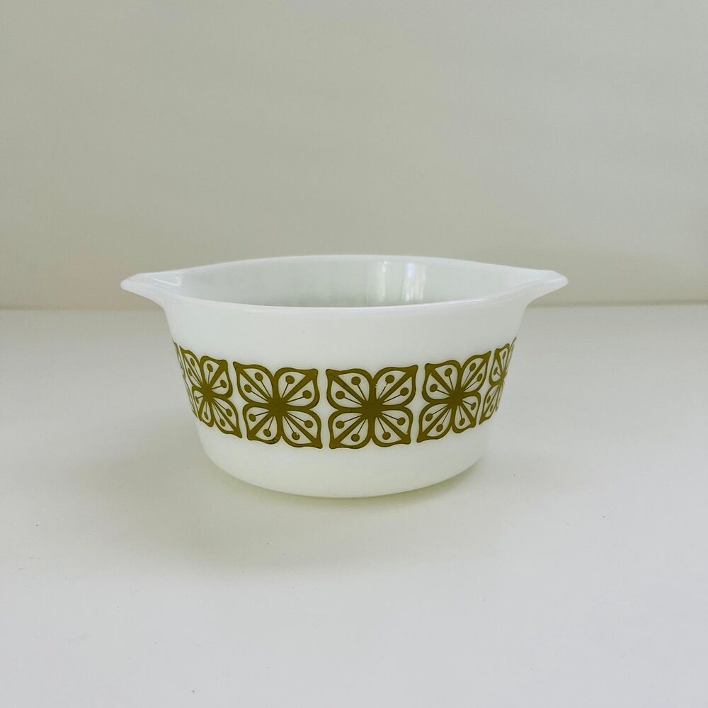 PYREX Verde Square Floral Flower Print 473 Casserole Dish 1 Qt